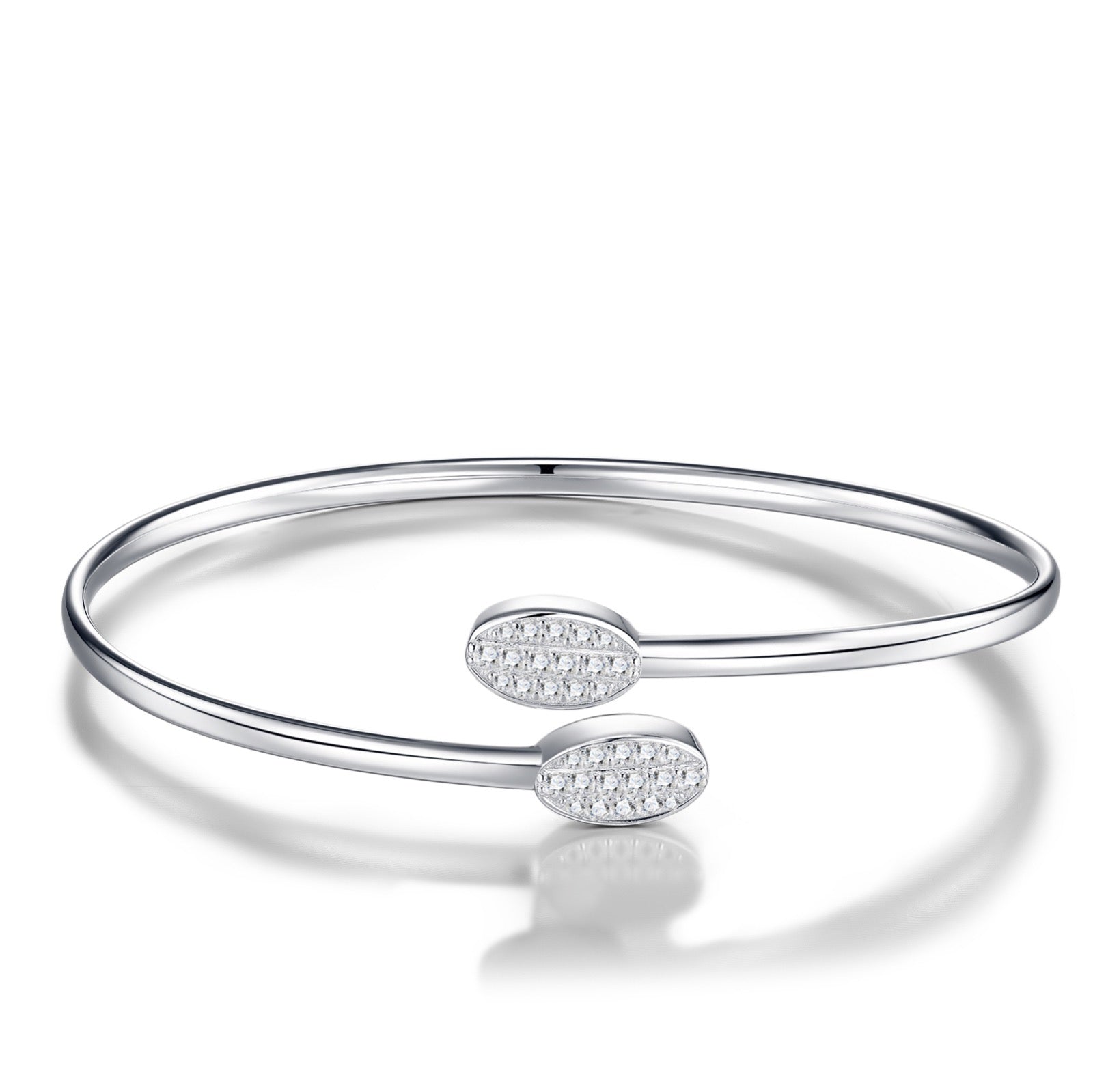 Aperta Moissanite Cuff Bracelet in Sterling Silver
