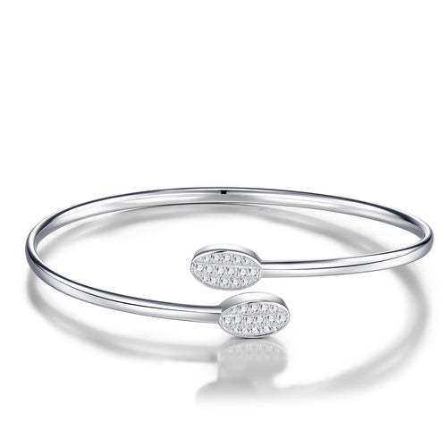 Aperta Moissanite Cuff Bracelet in Sterling Silver