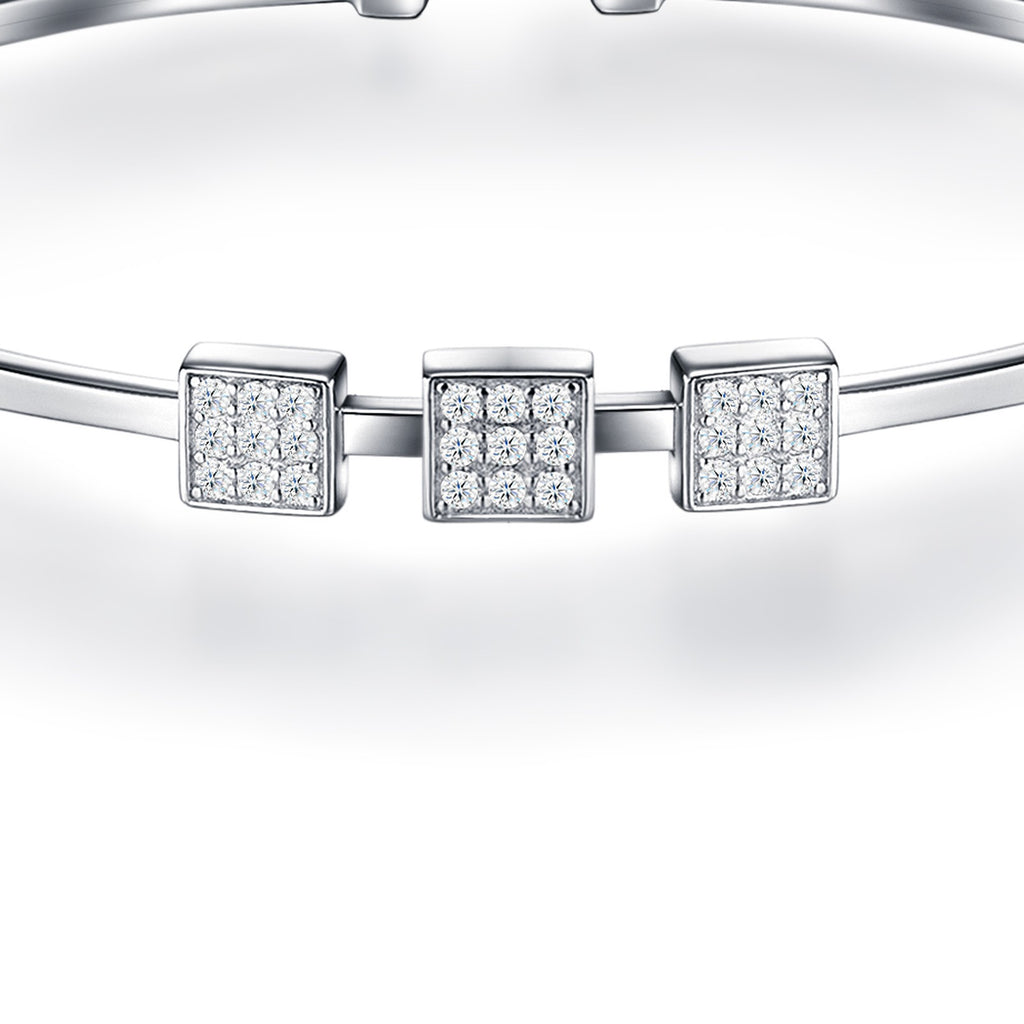 Quadretti Moissanite Cuff Bracelet in Sterling Silver — detail