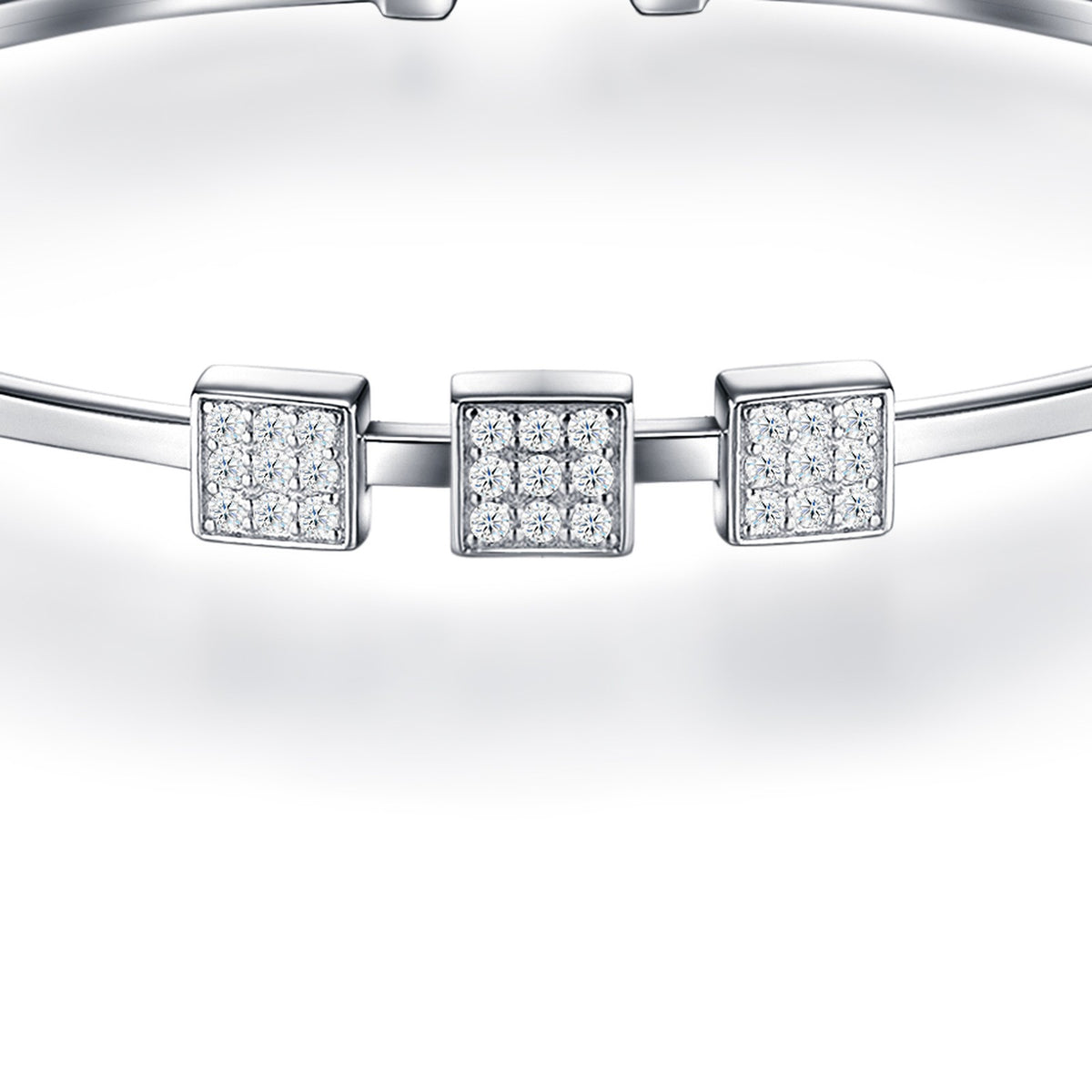 Quadretti Moissanite Cuff Bracelet in Sterling Silver — detail