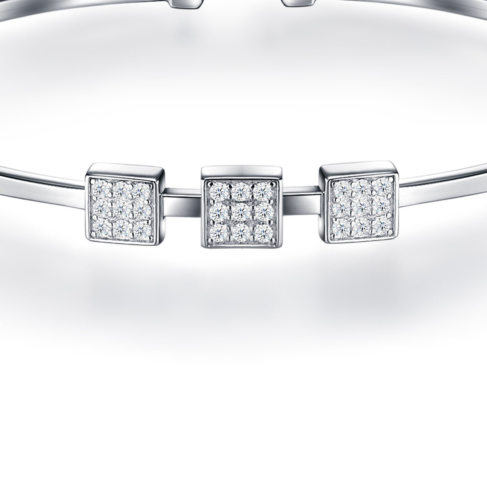 Quadretti Moissanite Cuff Bracelet in Sterling Silver — detail