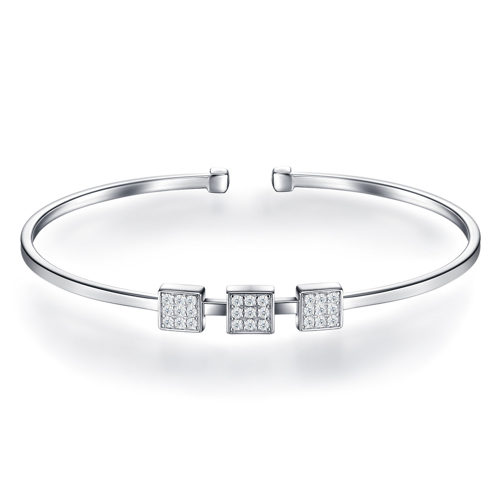 Quadretti Moissanite Cuff Bracelet in Sterling Silver