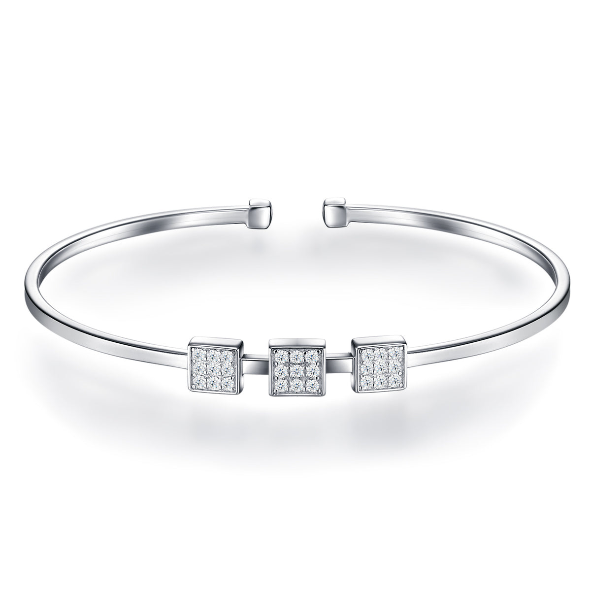 Quadretti Moissanite Cuff Bracelet in Sterling Silver