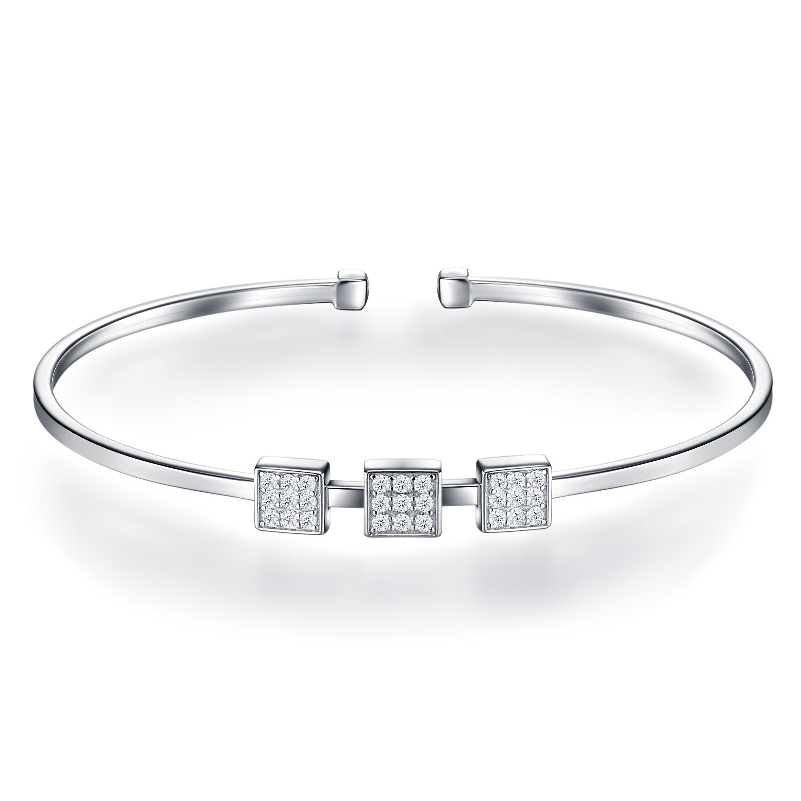 Quadretti Moissanite Cuff Bracelet in Sterling Silver