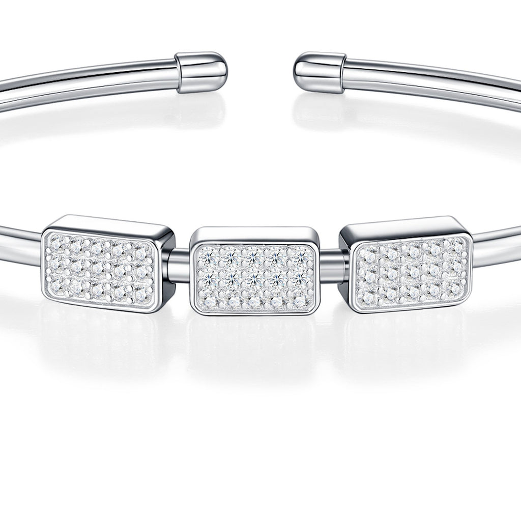 Trequadri Moissanite Cuff Bracelet in Sterling Silver — detail