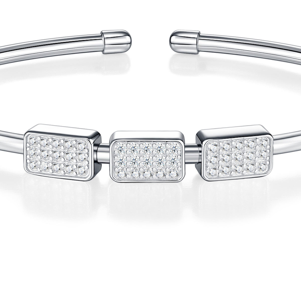 Trequadri Moissanite Cuff Bracelet in Sterling Silver — detail