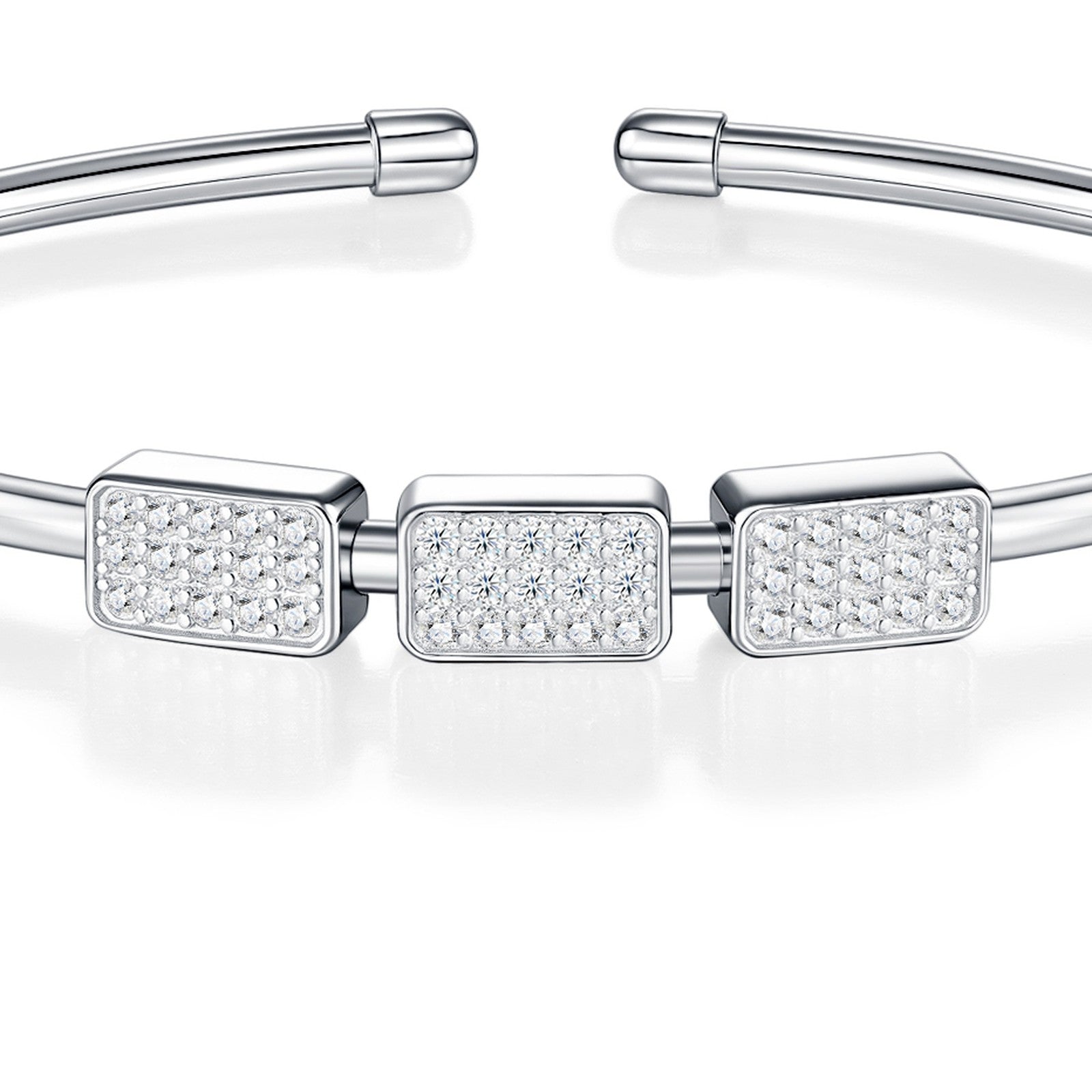 Trequadri Moissanite Cuff Bracelet in Sterling Silver — detail
