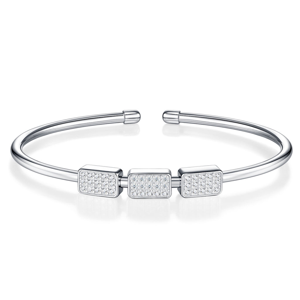 Trequadri Moissanite Cuff Bracelet in Sterling Silver