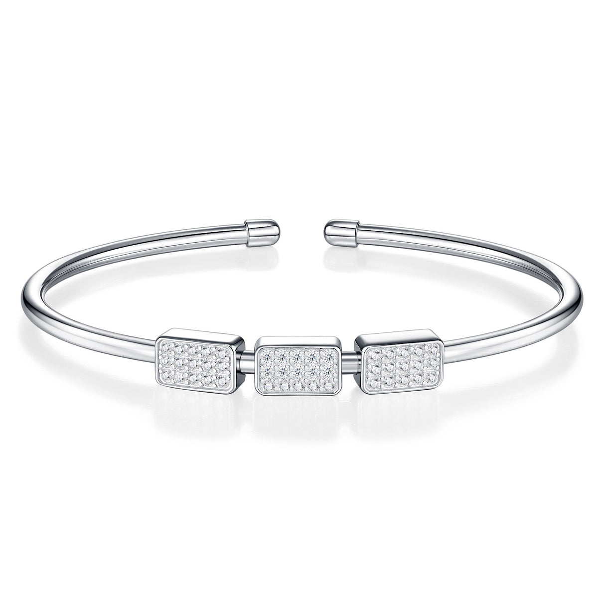 Trequadri Moissanite Cuff Bracelet in Sterling Silver