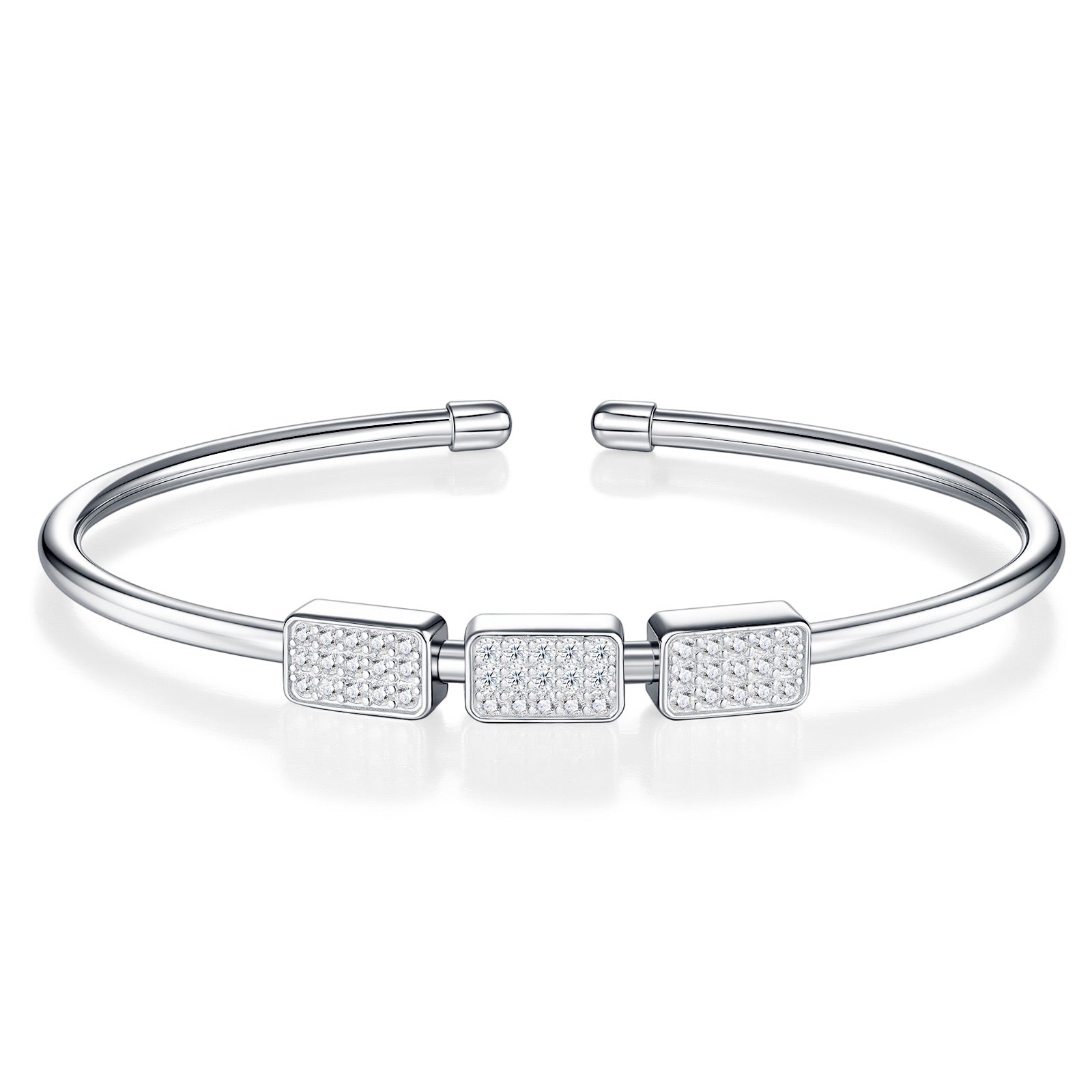 Trequadri Moissanite Cuff Bracelet in Sterling Silver