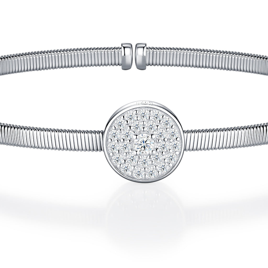 Discocuff Moissanite Cuff Bracelet in Sterling Silver — detail