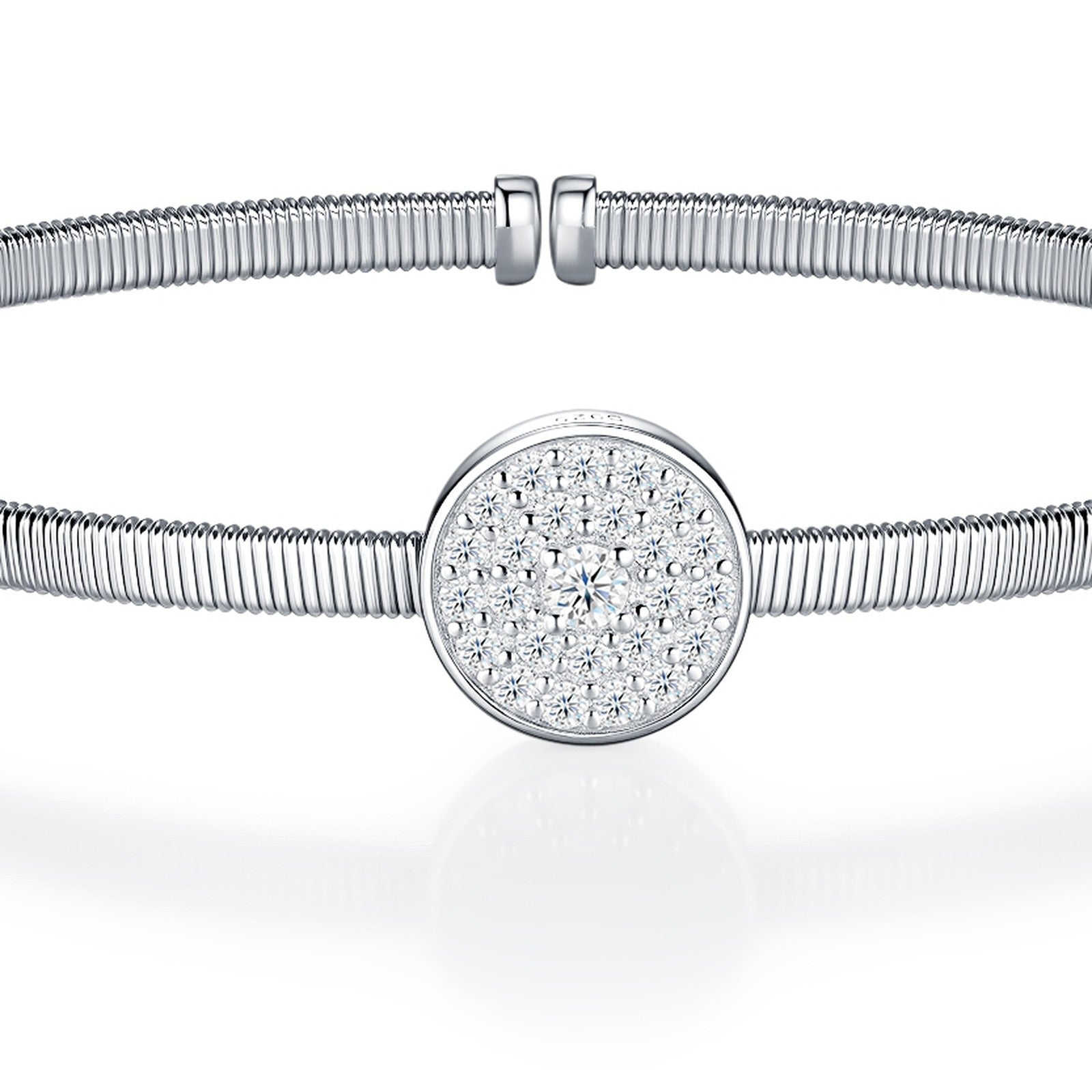 Discocuff Moissanite Cuff Bracelet in Sterling Silver — detail