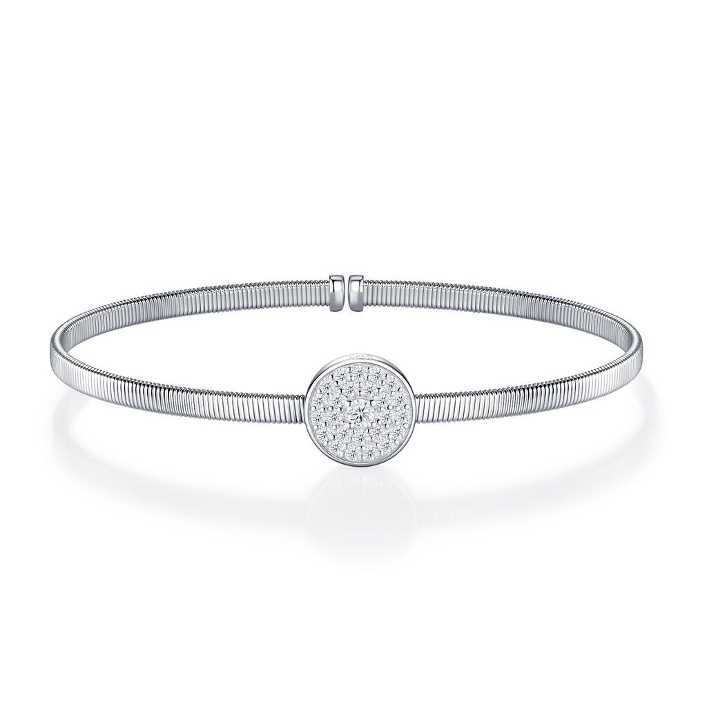 Discocuff Moissanite Cuff Bracelet in Sterling Silver