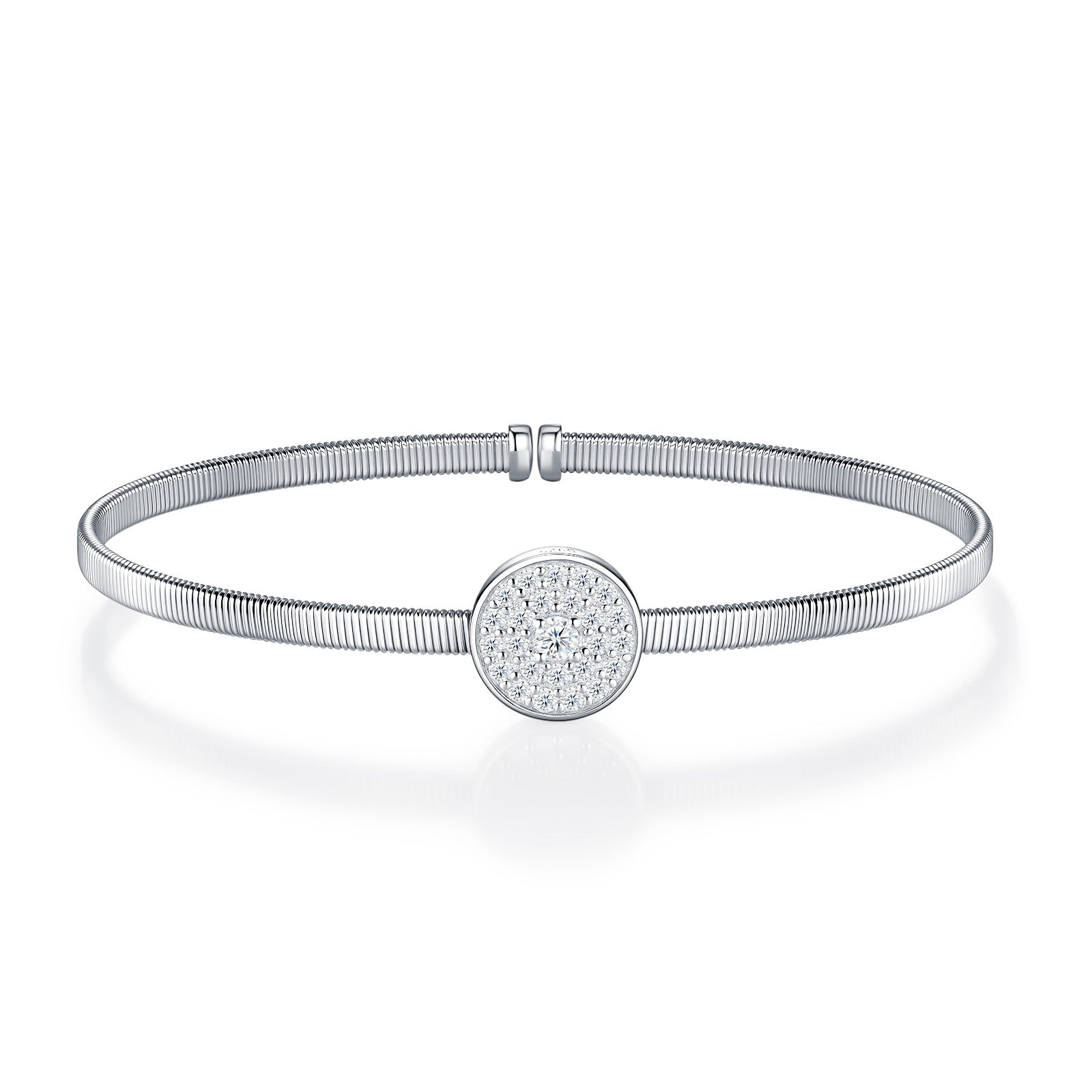 Discocuff Moissanite Cuff Bracelet in Sterling Silver