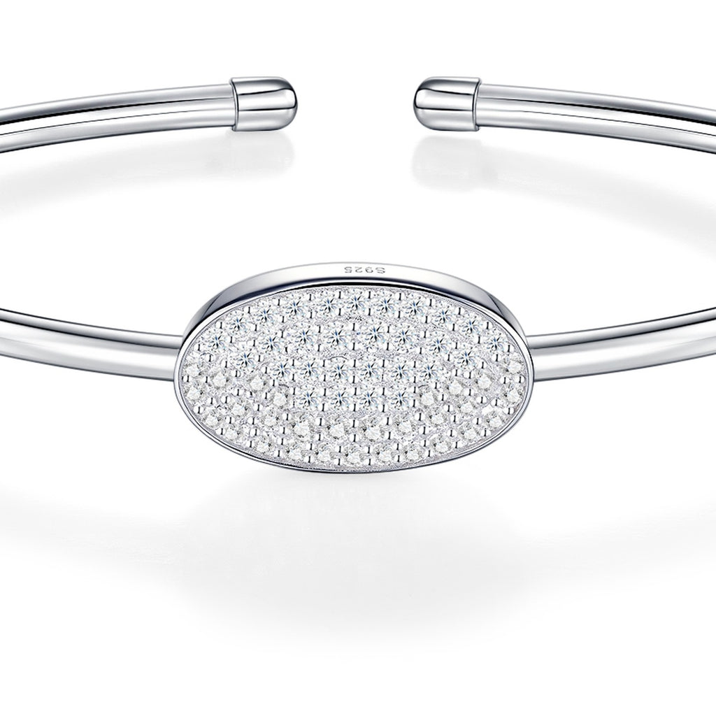 Ovalcuff Moissanite Cuff Bracelet in Sterling Silver — detail