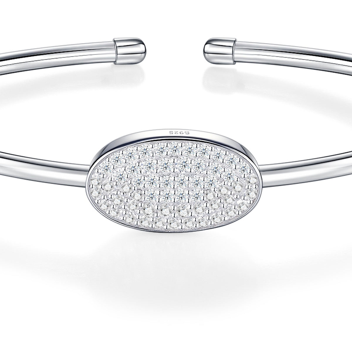 Ovalcuff Moissanite Cuff Bracelet in Sterling Silver — detail