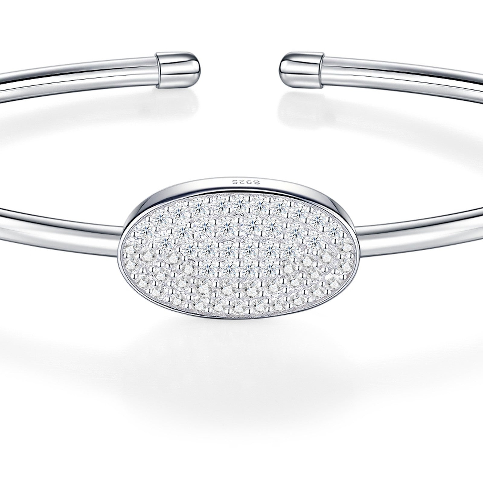 Ovalcuff Moissanite Cuff Bracelet in Sterling Silver — detail