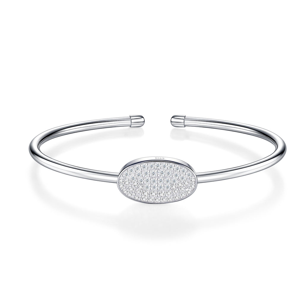 Ovalcuff Moissanite Cuff Bracelet in Sterling Silver