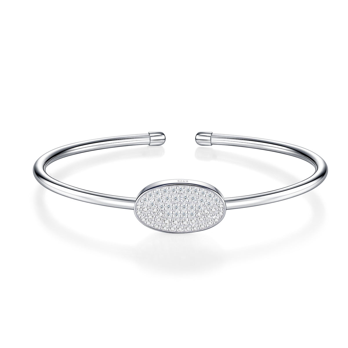 Ovalcuff Moissanite Cuff Bracelet in Sterling Silver