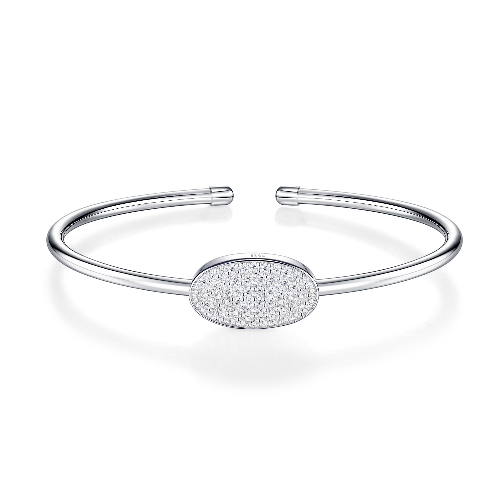 Ovalcuff Moissanite Cuff Bracelet in Sterling Silver