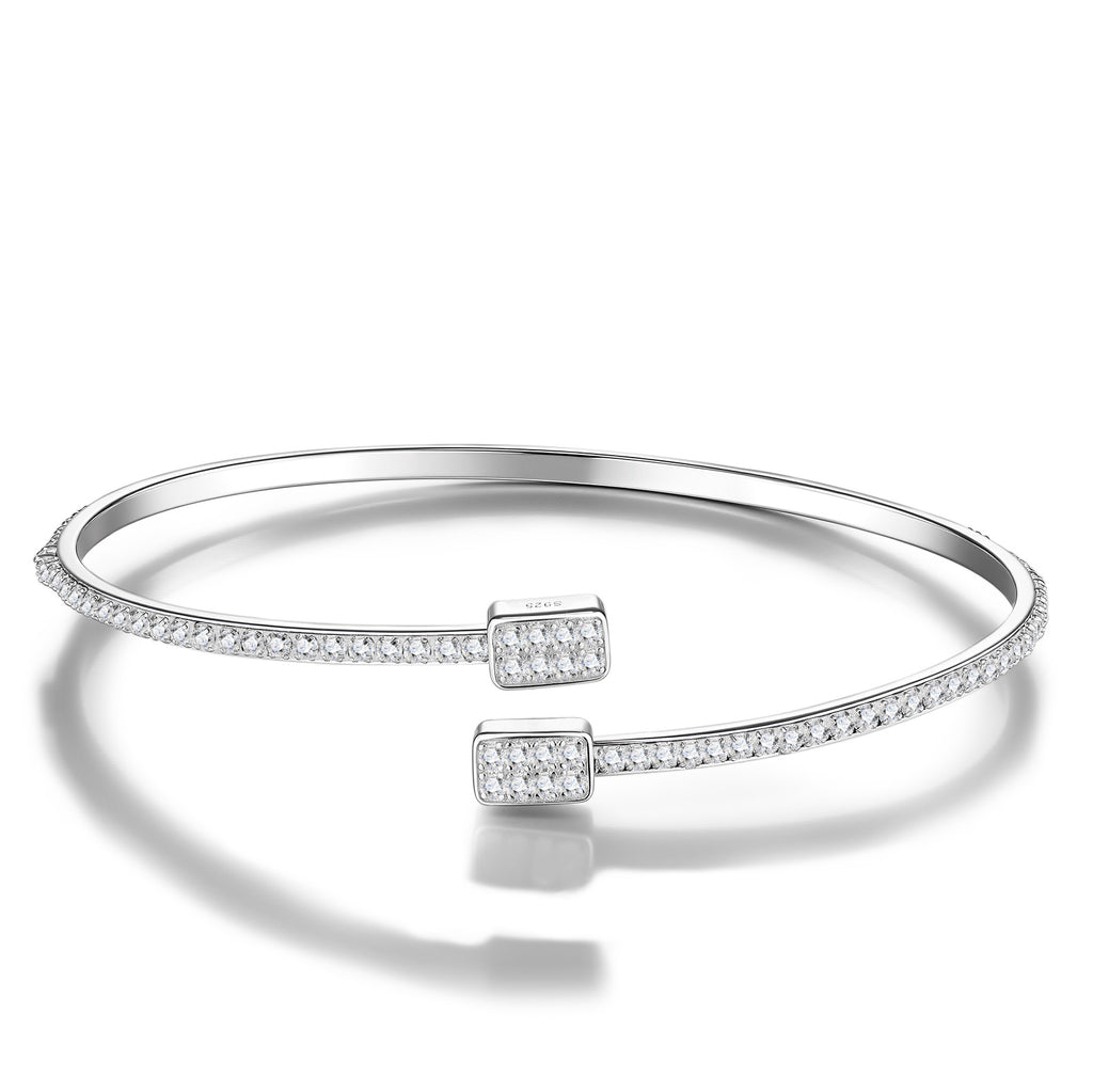 Quadrabypass Moissanite Cuff Bracelet in Sterling Silver