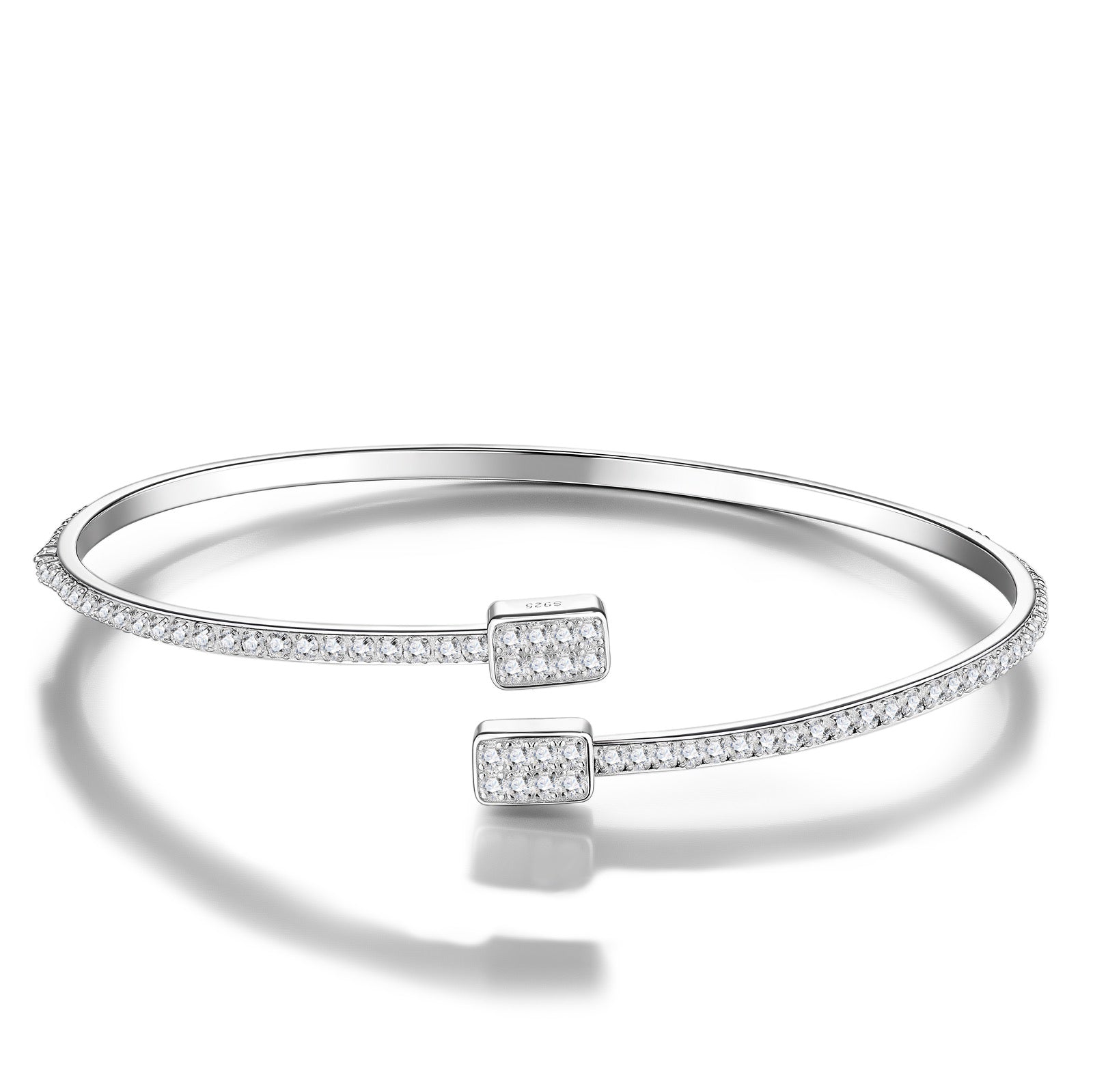 Quadrabypass Moissanite Cuff Bracelet in Sterling Silver