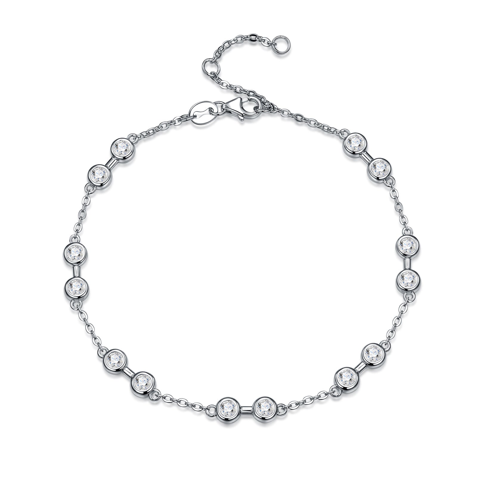 Stazioncina Moissanite Station Bracelet in Sterling Silver