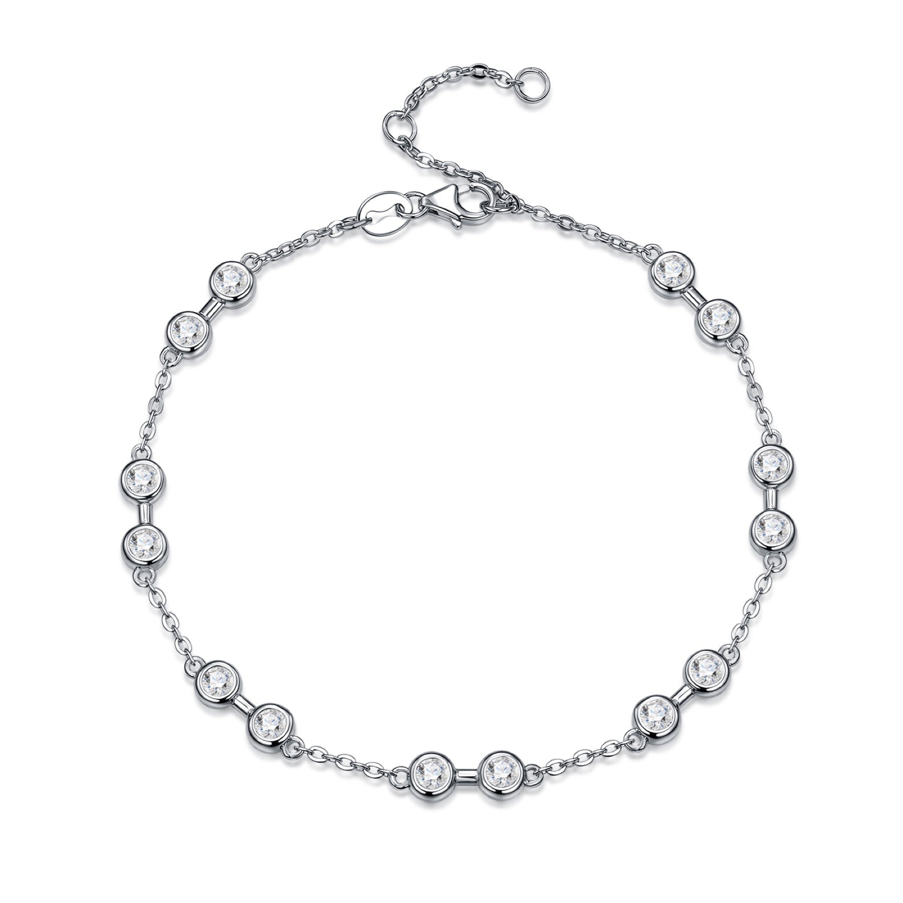 Stazioncina Moissanite Station Bracelet in Sterling Silver