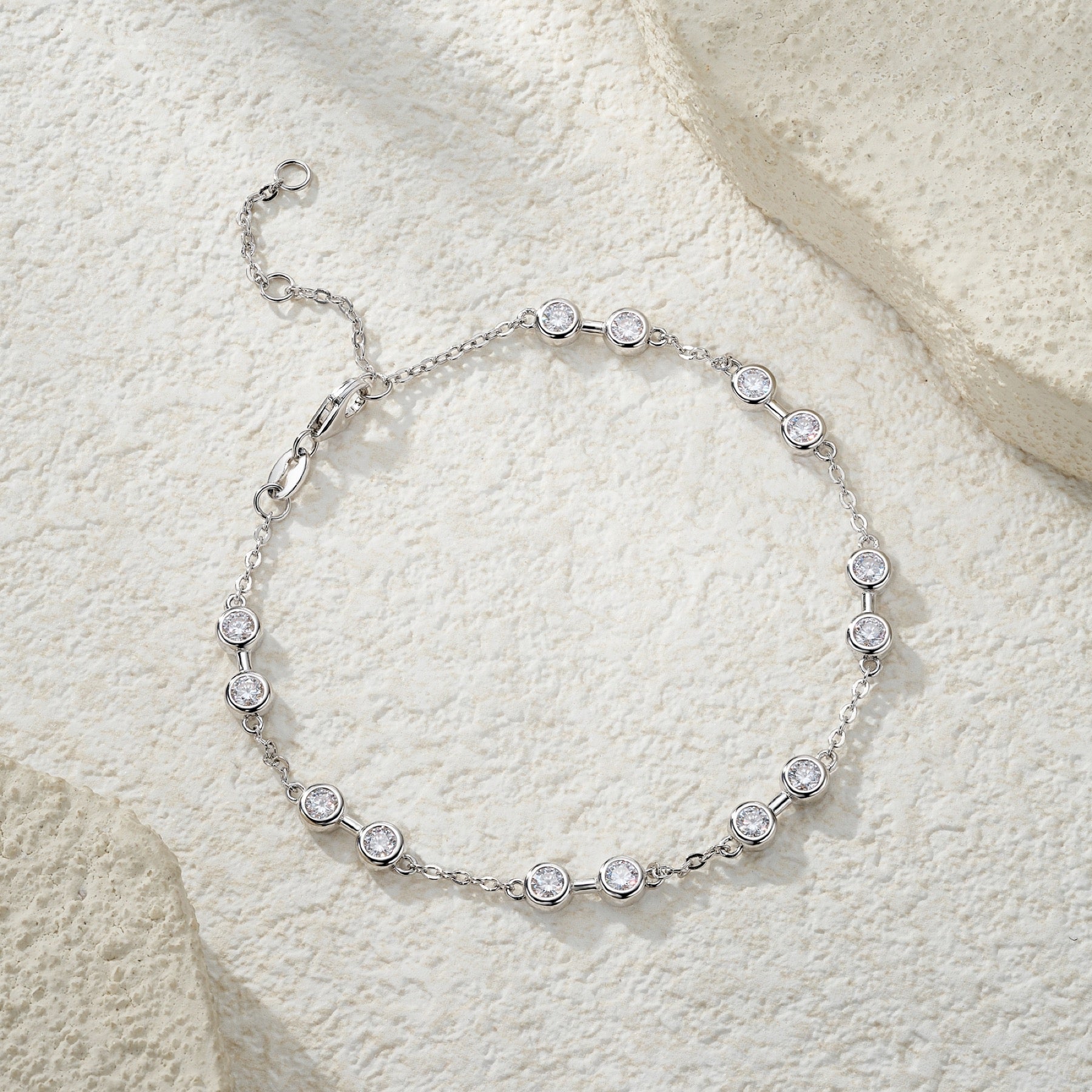 Stazioncina Moissanite Station Bracelet in Sterling Silver