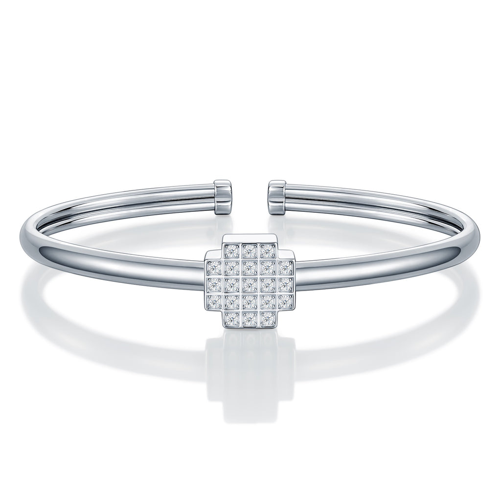 Quadrocuff Moissanite Cuff Bracelet in Sterling Silver