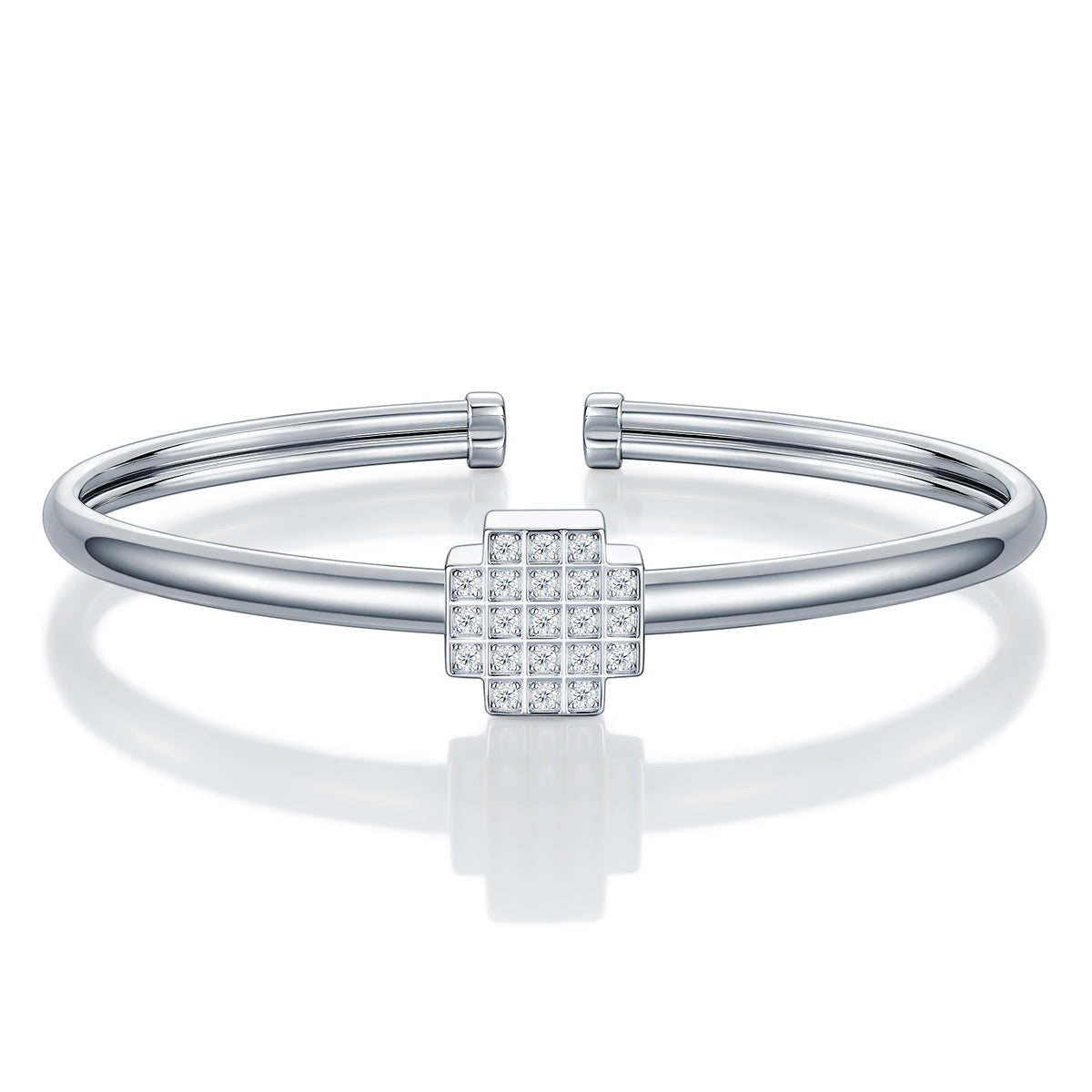 Quadrocuff Moissanite Cuff Bracelet in Sterling Silver
