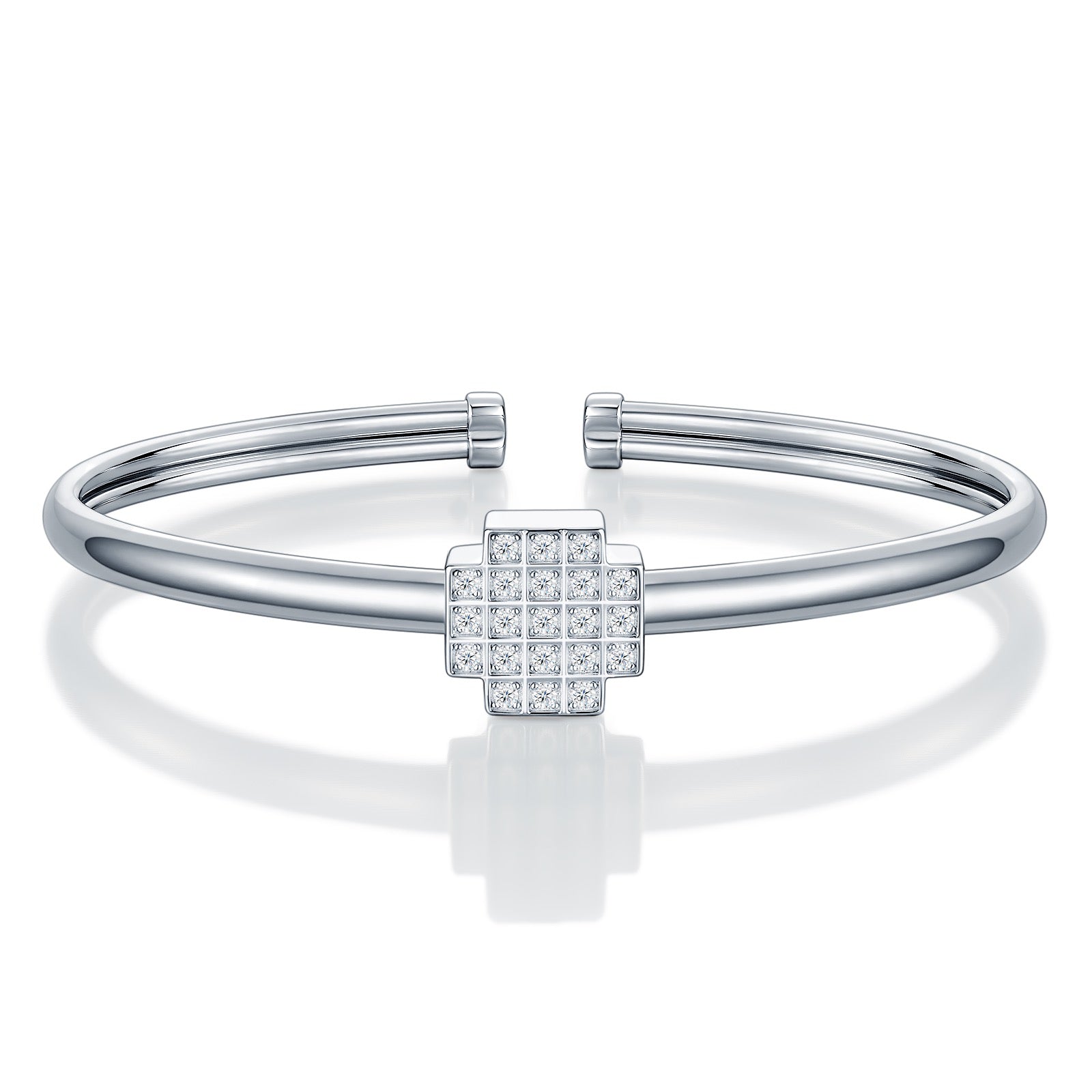 Quadrocuff Moissanite Cuff Bracelet in Sterling Silver