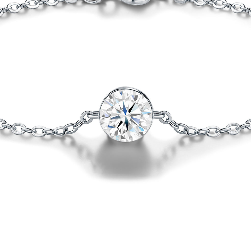 Puntolino Moissanite Chain Bracelet in Sterling Silver — detail