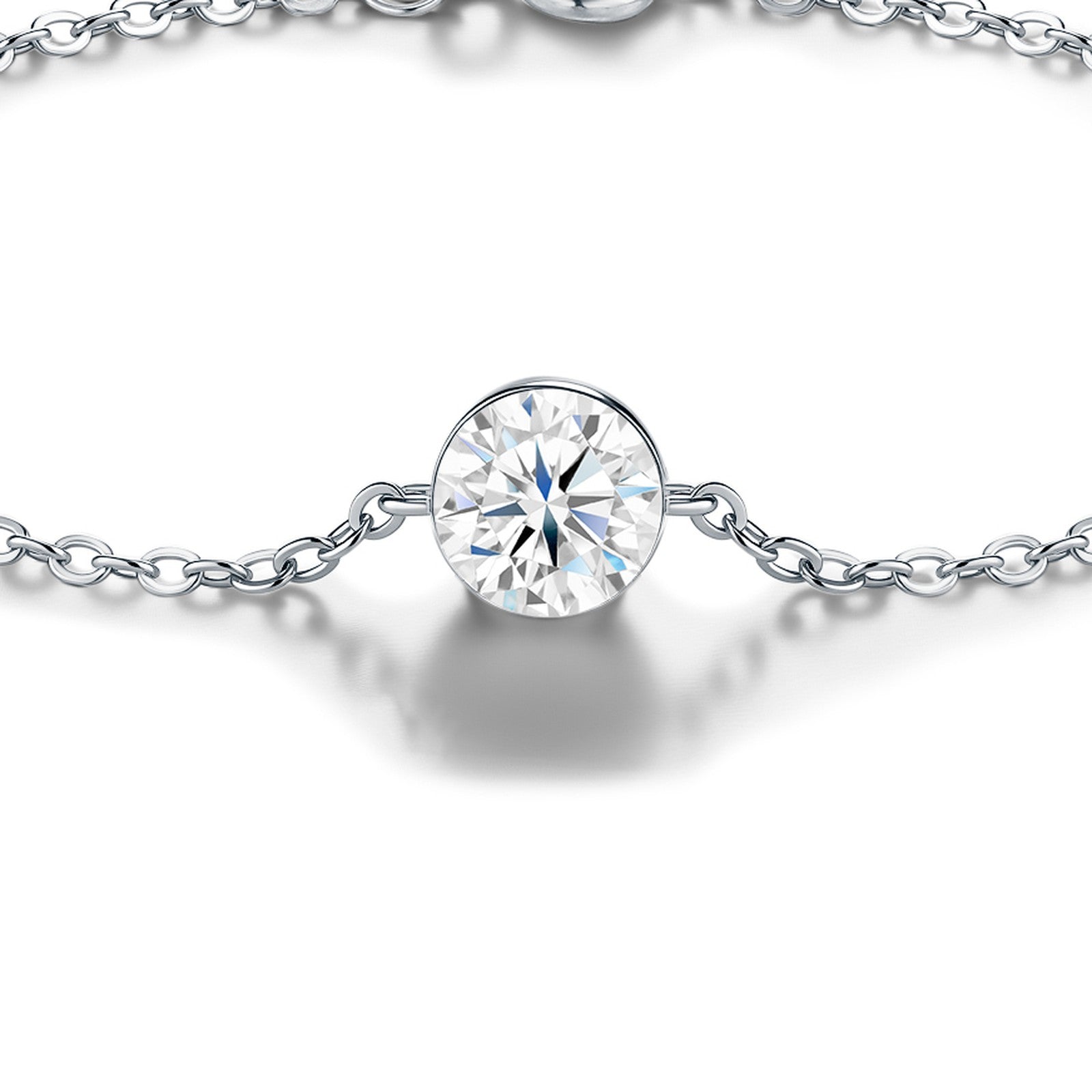 Puntolino Moissanite Chain Bracelet in Sterling Silver — detail
