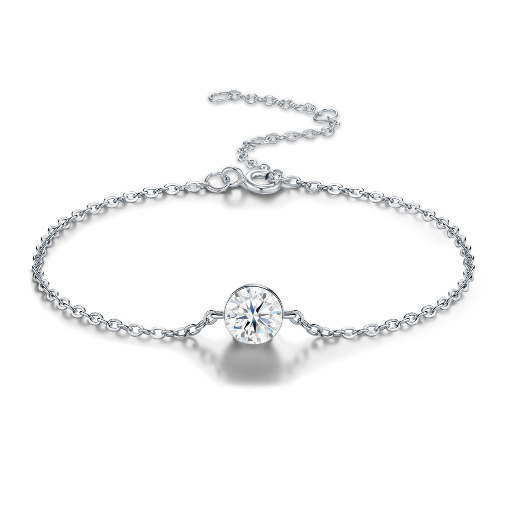 Puntolino Moissanite Chain Bracelet in Sterling Silver