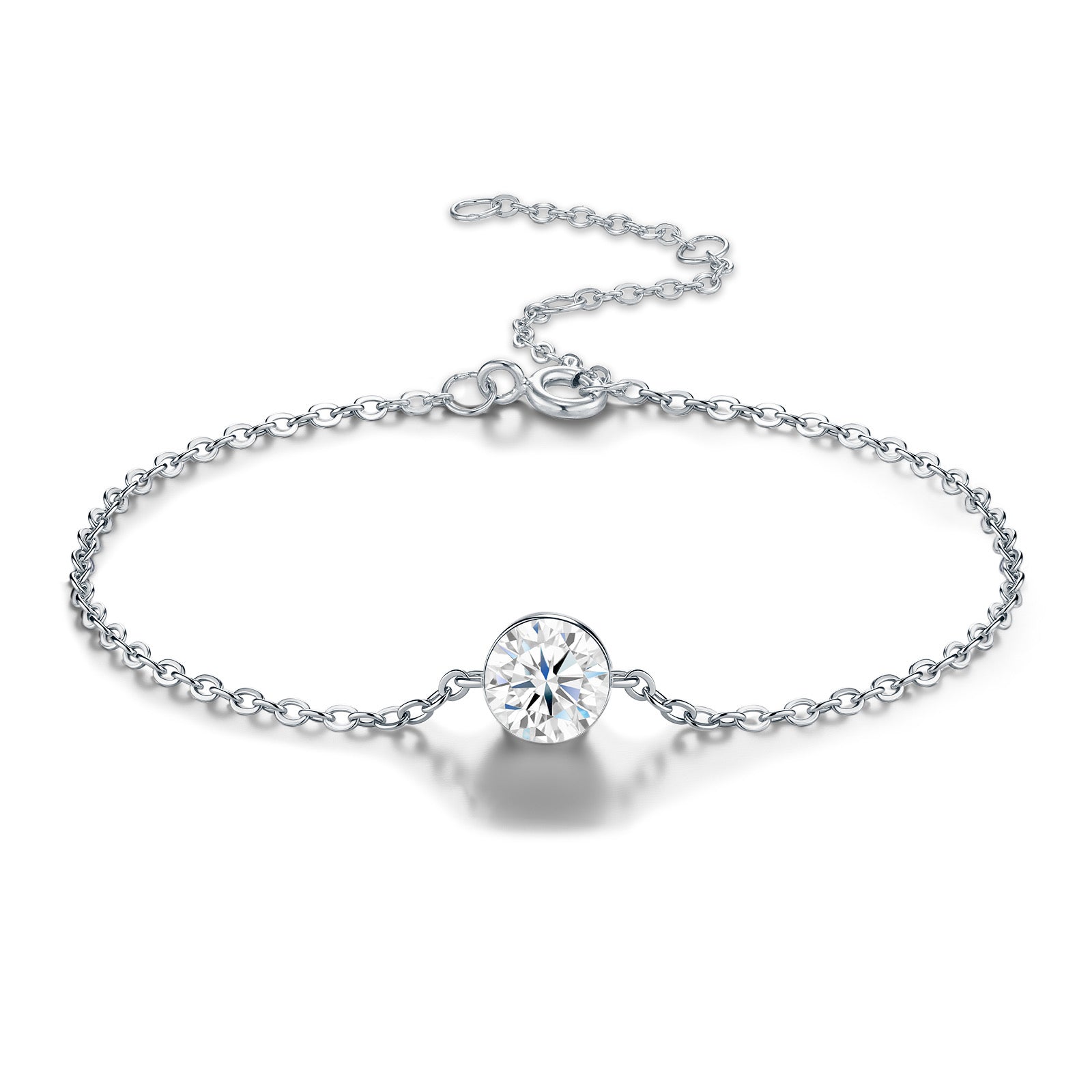 Puntolino Moissanite Chain Bracelet in Sterling Silver