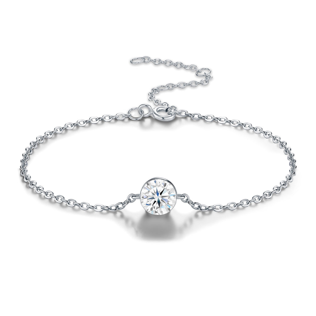 Puntolino Moissanite Chain Bracelet in Sterling Silver