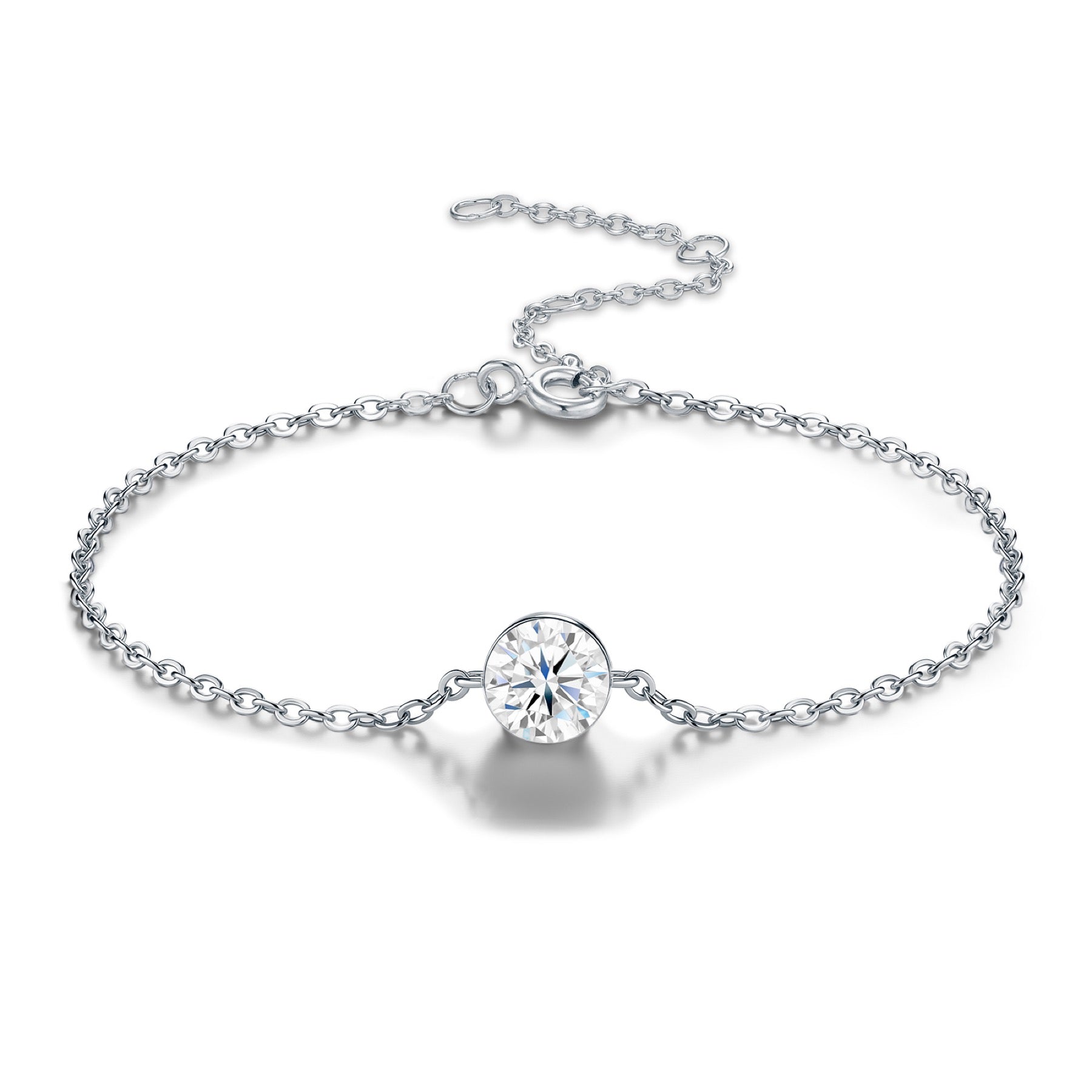 Puntolino Moissanite Chain Bracelet in Sterling Silver
