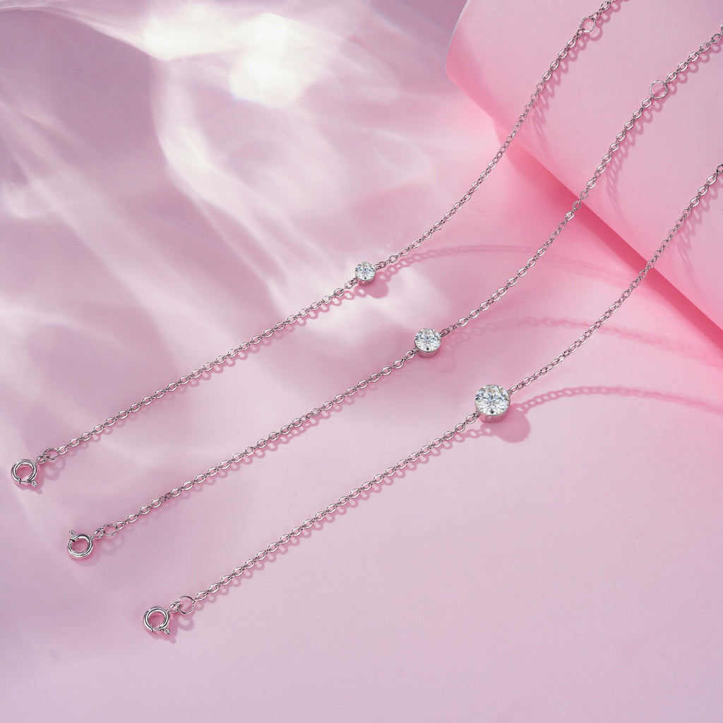 Puntolino Moissanite Chain Bracelet in Sterling Silver