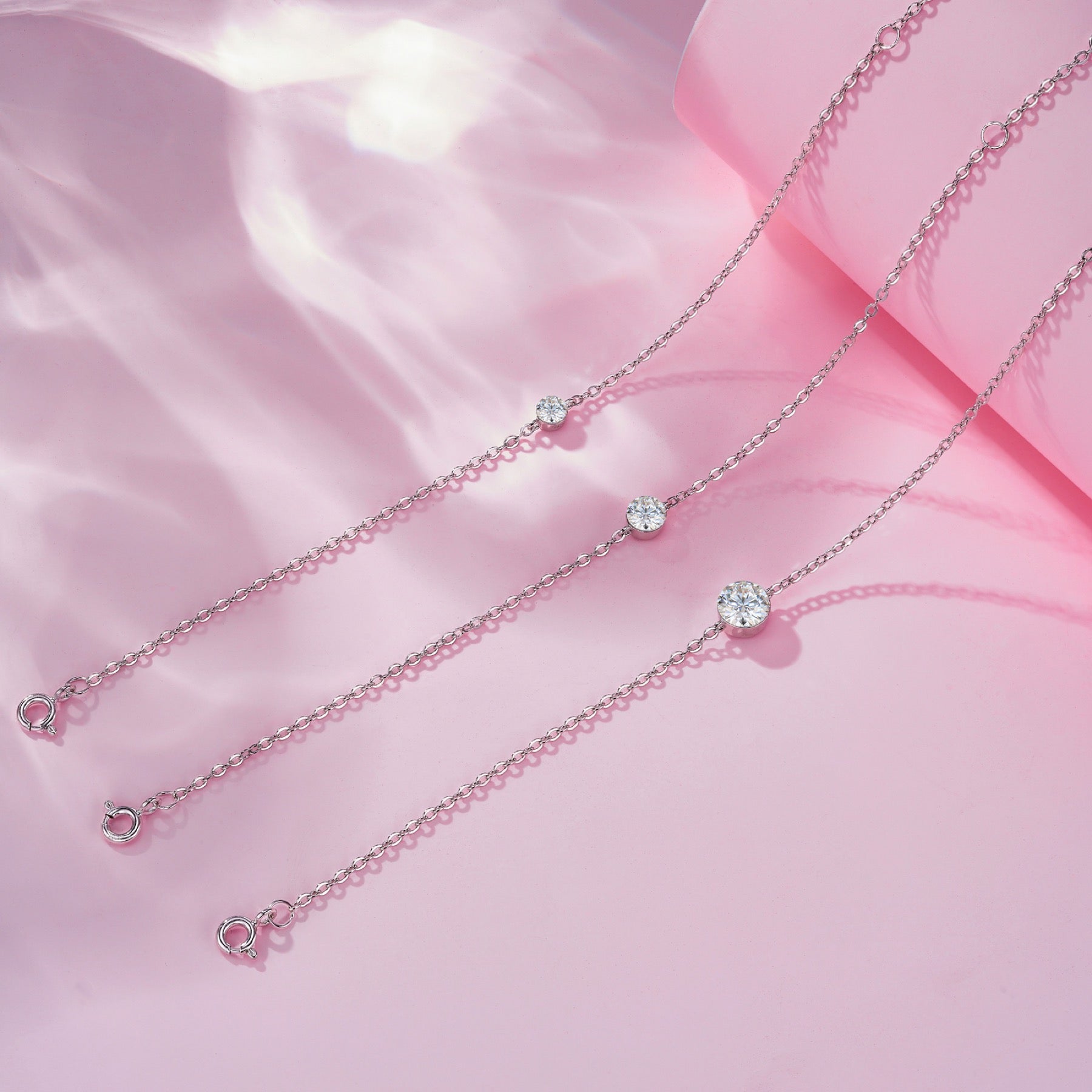 Puntolino Moissanite Chain Bracelet in Sterling Silver