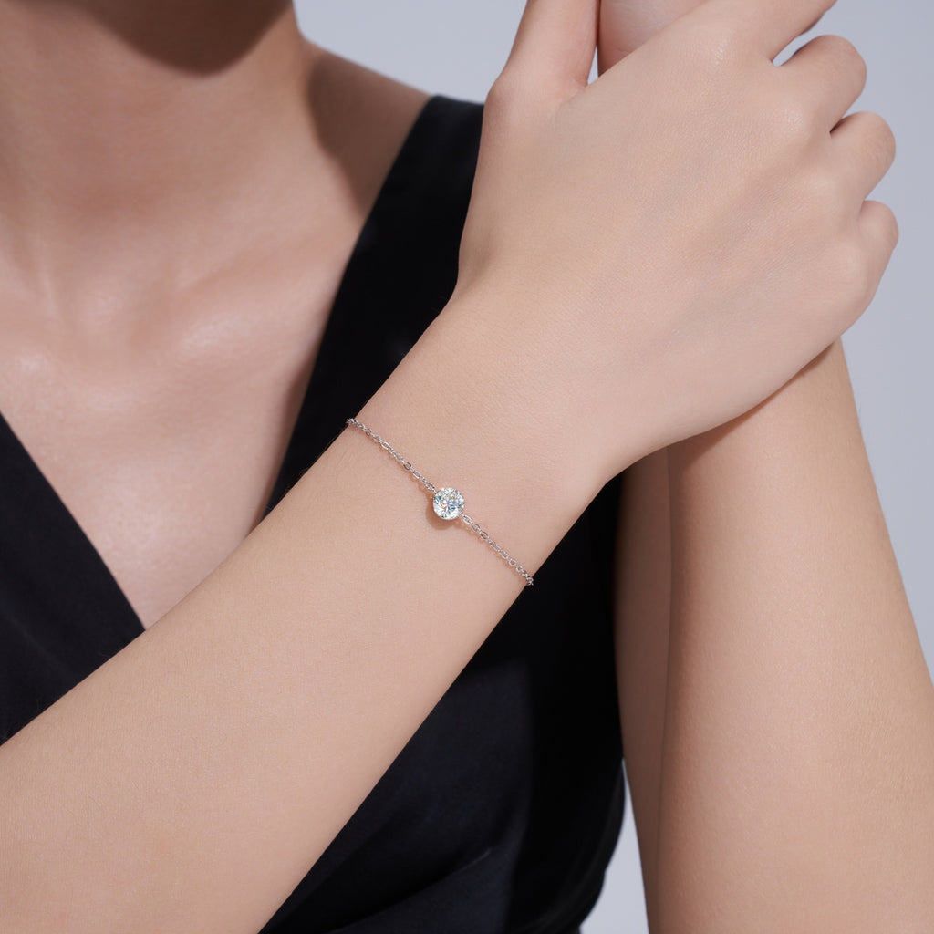 Puntolino Moissanite Chain Bracelet in Sterling Silver