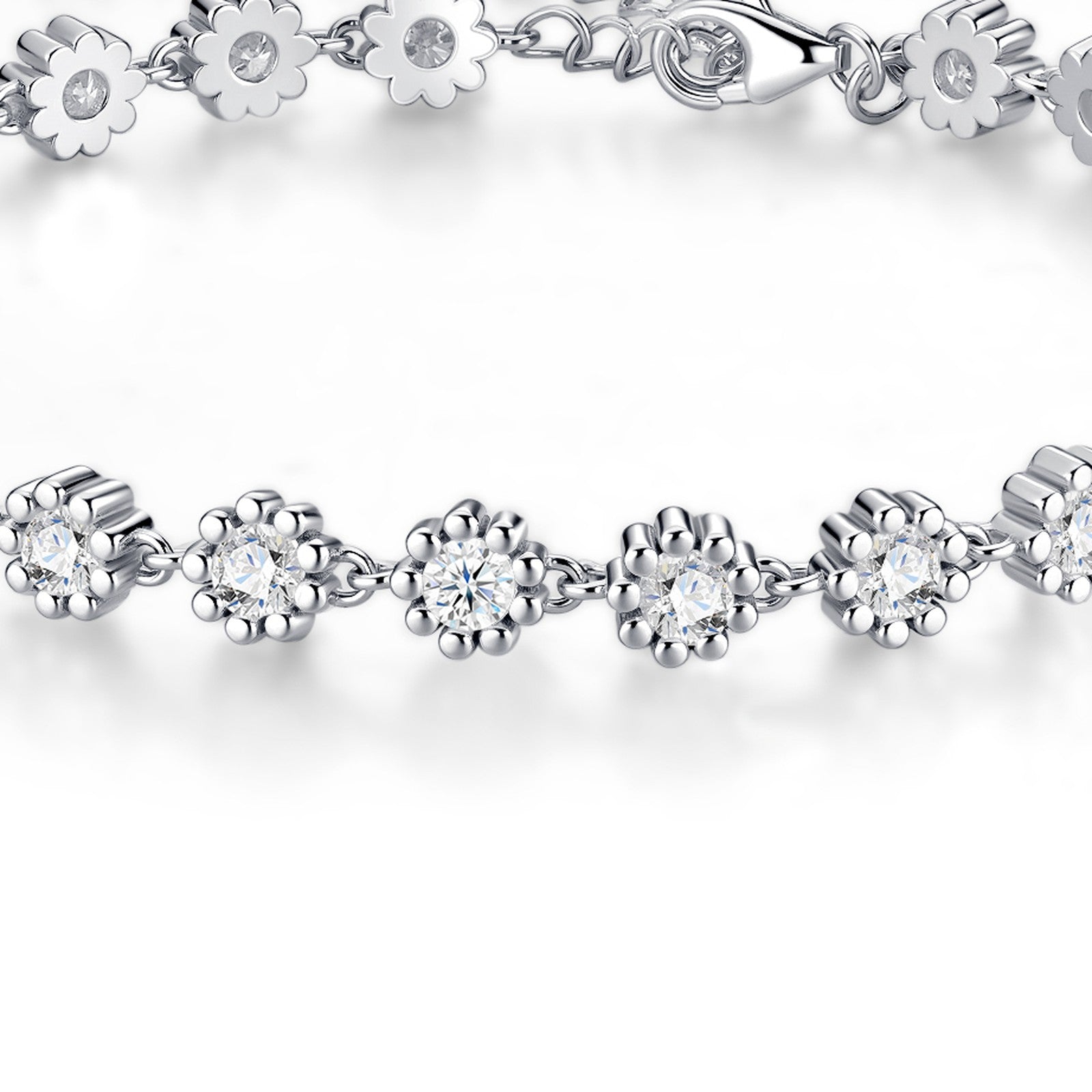 Astrina Moissanite Tennis Bracelet in Sterling Silver — detail