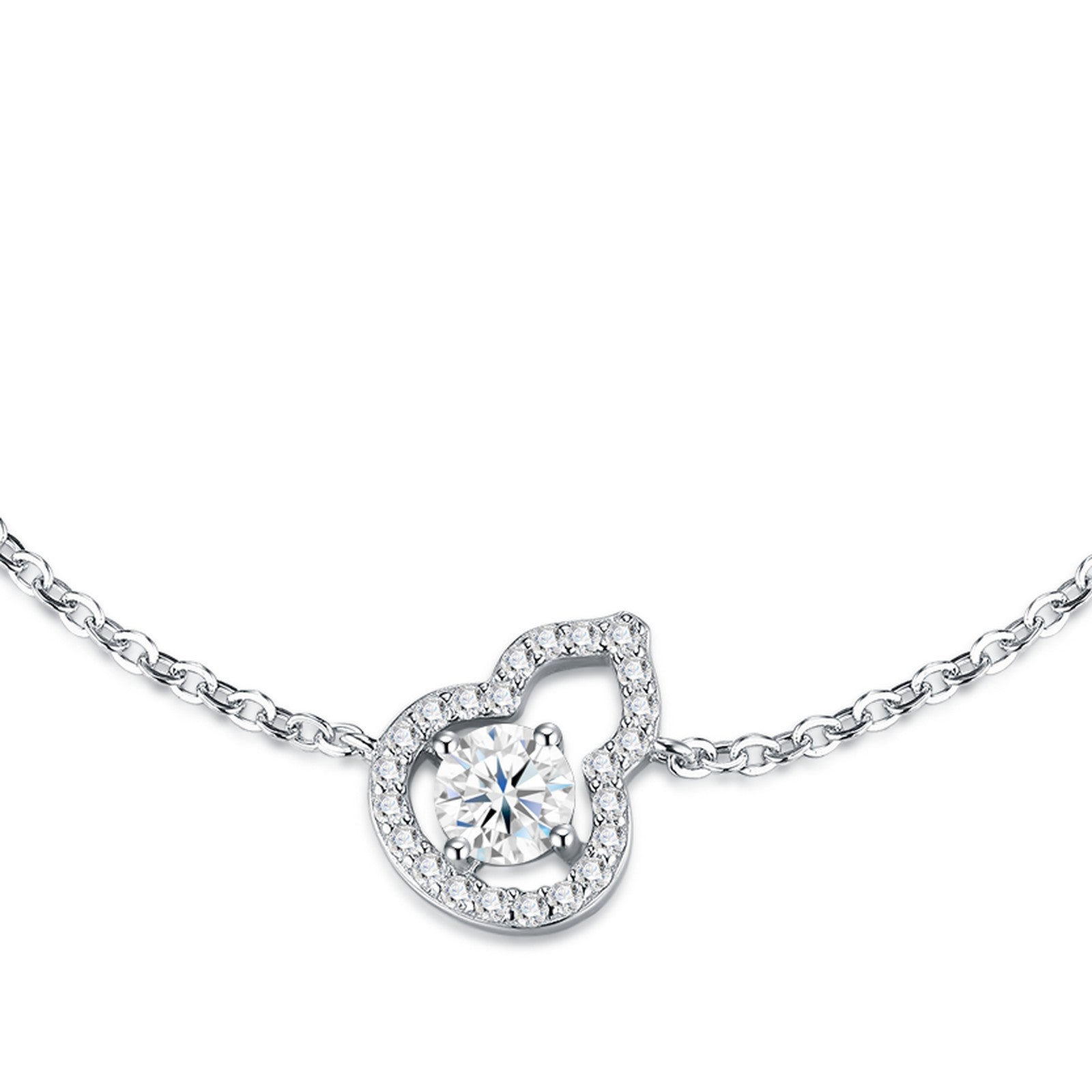 Cuorlino Moissanite Chain Bracelet in Sterling Silver — detail