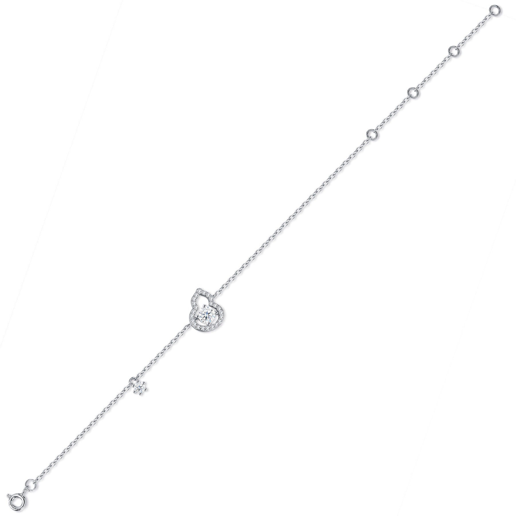 Cuorlino Moissanite Chain Bracelet in Sterling Silver