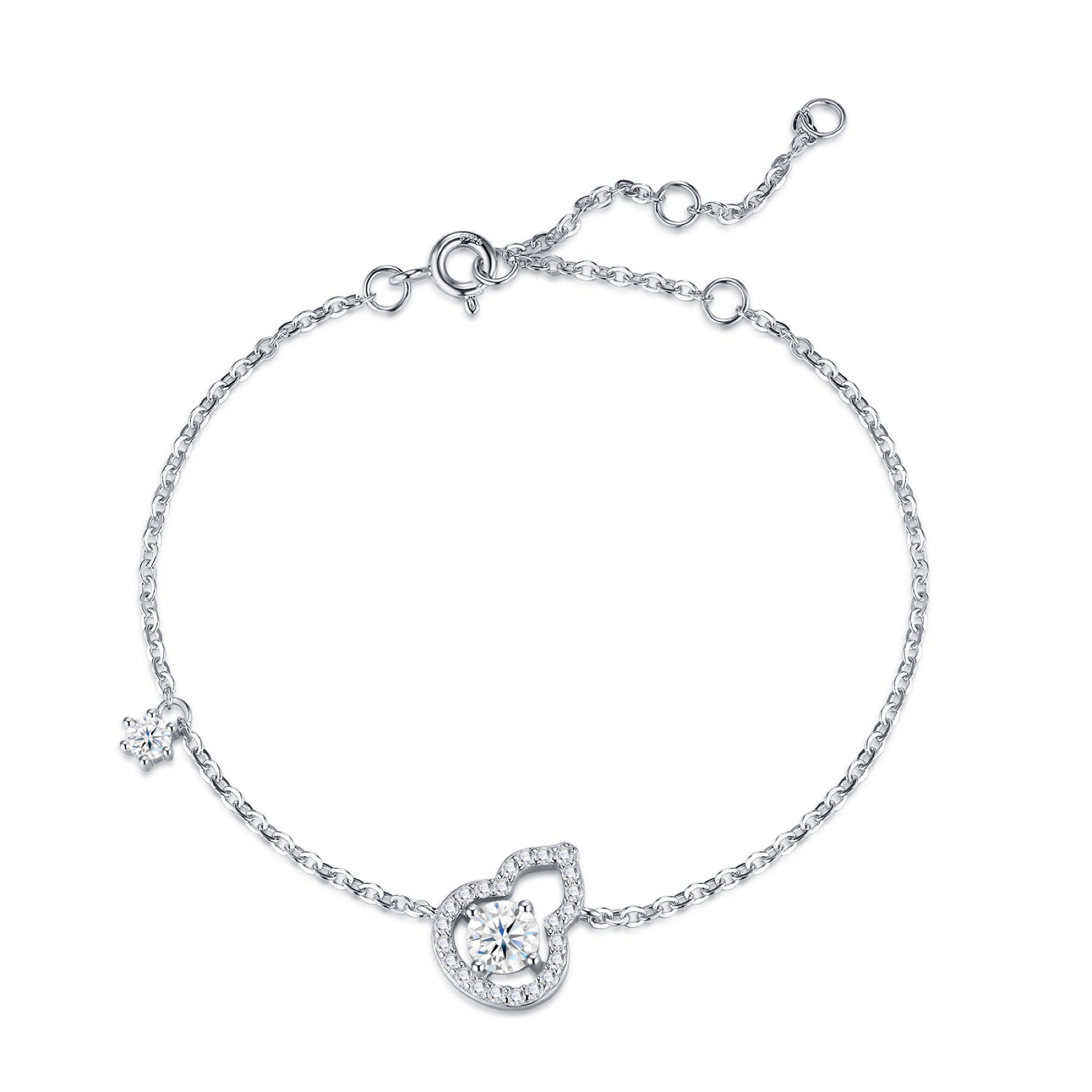 Cuorlino Moissanite Chain Bracelet in Sterling Silver