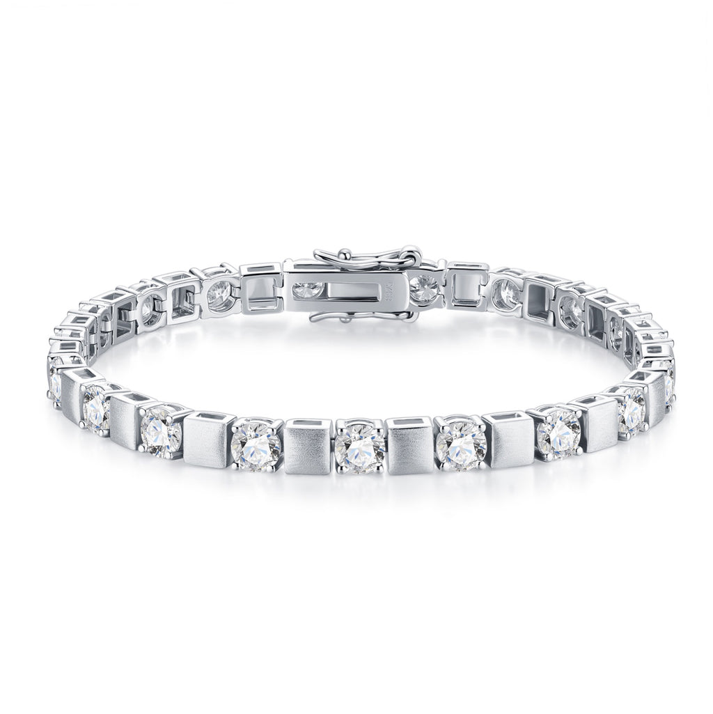 Quadrotonda Moissanite Tennis Bracelet in Sterling Silver