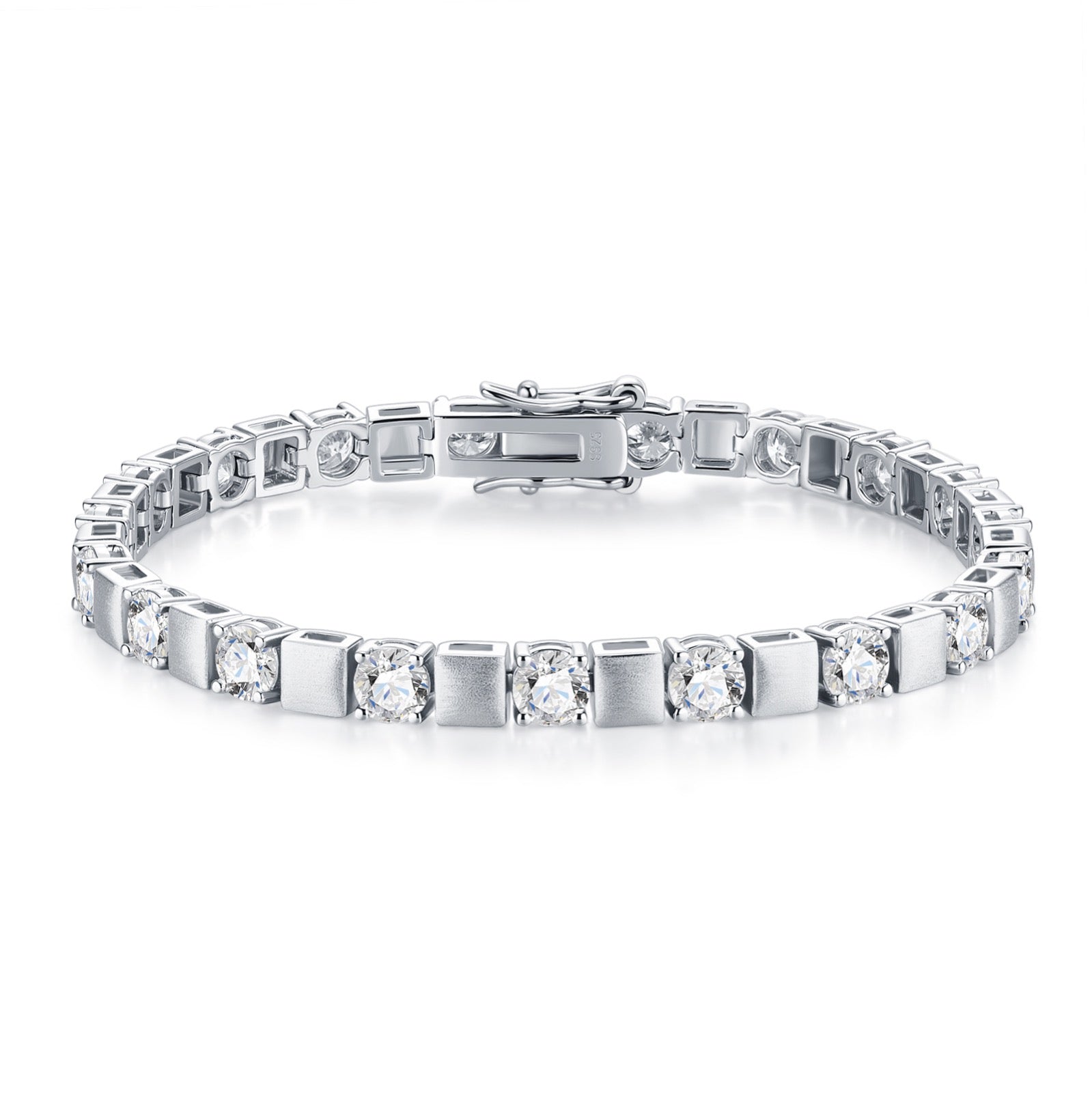 Quadrotonda Moissanite Tennis Bracelet in Sterling Silver