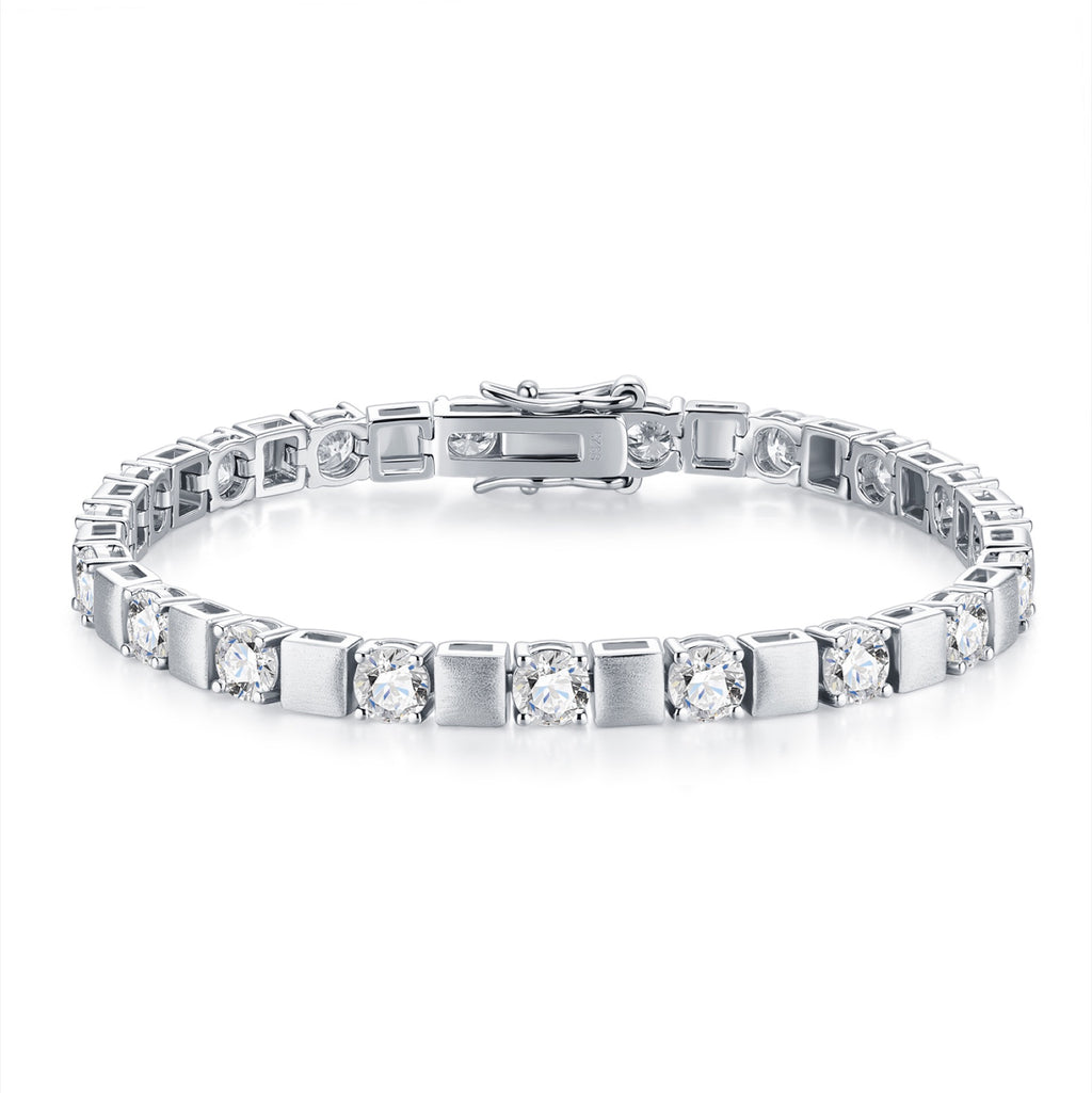 Quadrotonda Moissanite Tennis Bracelet in Sterling Silver