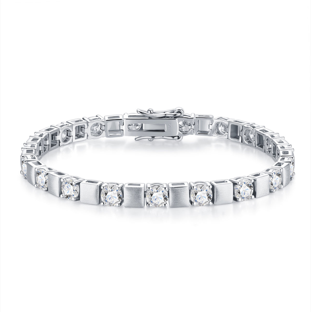 Quadrotonda Moissanite Tennis Bracelet in Sterling Silver