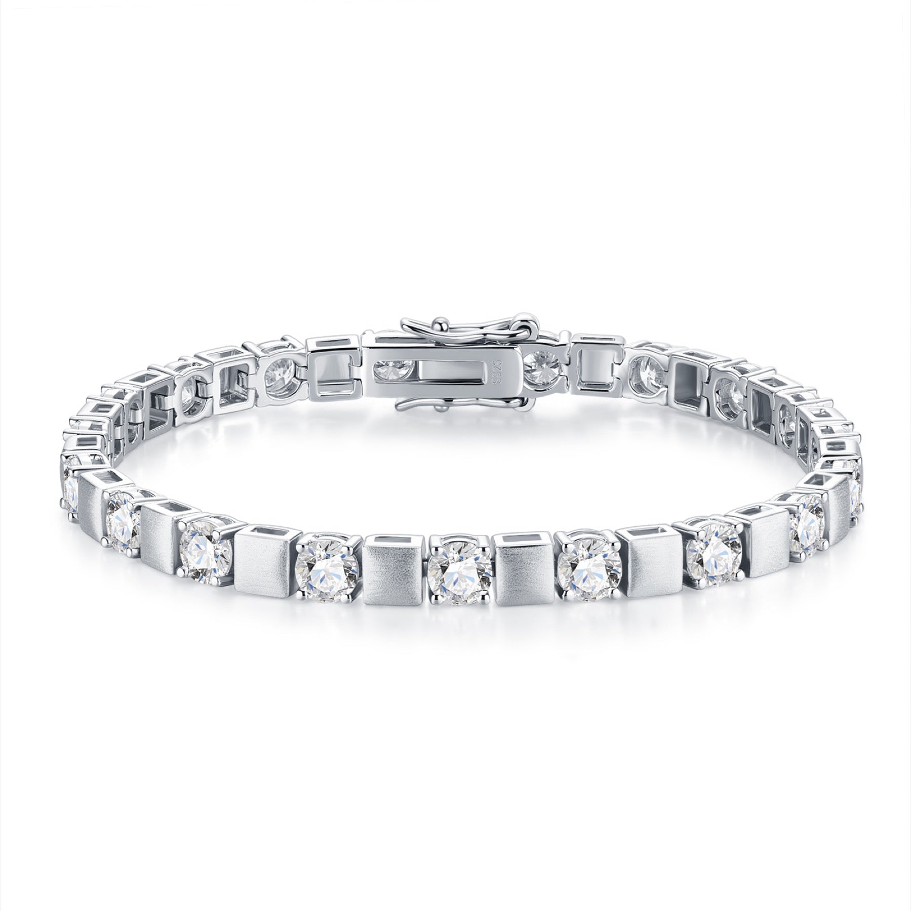 Quadrotonda Moissanite Tennis Bracelet in Sterling Silver